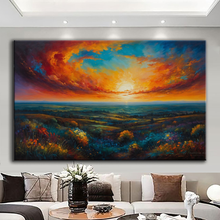 Load image into Gallery viewer, Canvas printed painting, not framed, rolled in tube, subject nature, preries, mountains.
