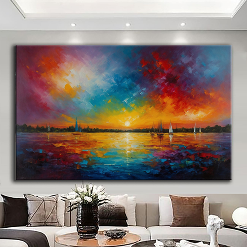 Canvas printed painting, not framed, rolled in tube, subject nature, preries, mountains.