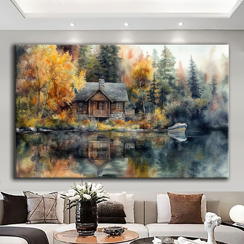 Canvas printed painting, not framed, rolled in tube, subject nature, preries, mountains.