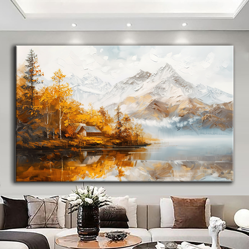 Canvas printed painting, not framed, rolled in tube, subject nature, preries, mountains.