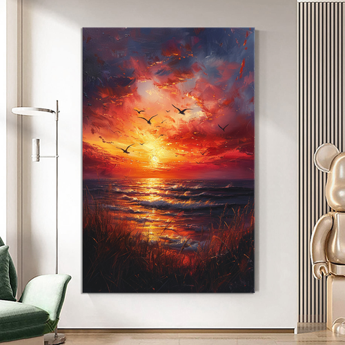 Canvas printed painting, not framed, rolled in tube, subject nature, preries, mountains.