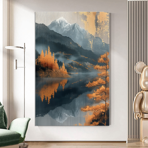 Canvas printed painting, not framed, rolled in tube, subject nature, preries, mountains.