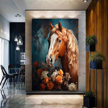 Load image into Gallery viewer, Stretched canvas wall art print – Canvas Wall Art Painting Horses HR051 – Small – 20x30 in (50x75 cm) – Iloski Art LLC
