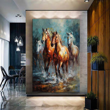 Load image into Gallery viewer, Stretched canvas wall art print – Canvas Wall Art Painting Horses HR070 – Small – 20x30 in (50x75 cm) – Iloski Art LLC
