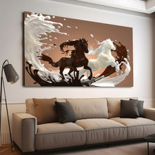 Load image into Gallery viewer, Canvas printed painting, not framed, rolled in tube, subject animal, horsses.
