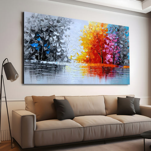 Canvas printed painting, not framed, rolled in tube, subject nature, preries, mountains.