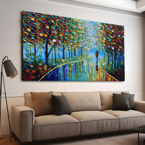 Canvas printed painting, not framed, rolled in tube, subject nature, preries, mountains.