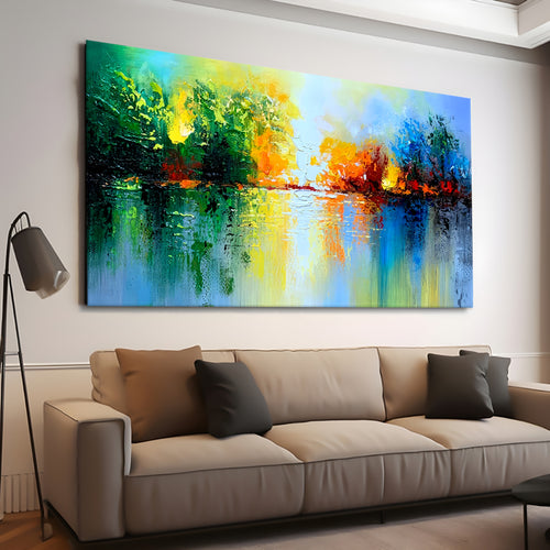 Canvas printed painting, not framed, rolled in tube, subject nature, preries, mountains.