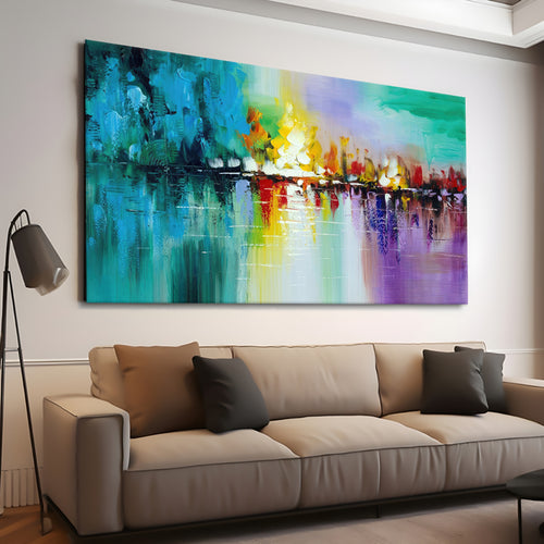 Canvas printed painting, not framed, rolled in tube, subject nature, preries, mountains.