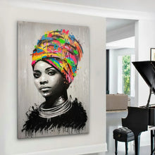 Load image into Gallery viewer, Canvas Wall Art African Woman Painting AFRW0035 - Iloski Art LLC

