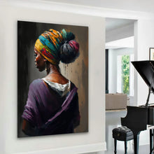 Load image into Gallery viewer, Canvas Wall Art African Woman Painting AFRW0039 - Iloski Art LLC
