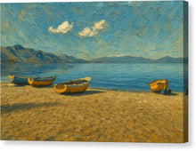 Load image into Gallery viewer, Boats Resting on Sandy Shore Ohrid - Canvas Print
