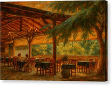 Load image into Gallery viewer, Charming Outdoor Cafe at Sunset Monastery Winery - Canvas Print
