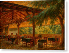 Load image into Gallery viewer, Charming Outdoor Cafe at Sunset Monastery Winery - Canvas Print
