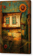 Load image into Gallery viewer, Charming Rustic House with Sunflowers Ohrid - Canvas Print
