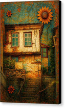 Load image into Gallery viewer, Charming Rustic House with Sunflowers Ohrid - Canvas Print

