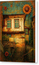 Load image into Gallery viewer, Charming Rustic House with Sunflowers Ohrid - Canvas Print
