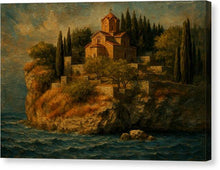 Load image into Gallery viewer, Clifftop Church at Sunset St. Jovan Kaneo - Canvas Print
