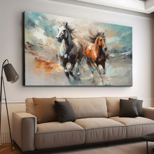 Load image into Gallery viewer, Canvas printed painting, not framed, rolled in tube, subject animal, horsses.
