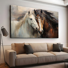Load image into Gallery viewer, Canvas printed painting, not framed, rolled in tube, subject animal, horsses.
