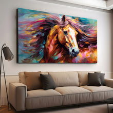 Load image into Gallery viewer, Canvas printed painting, not framed, rolled in tube, subject animal, horsses.
