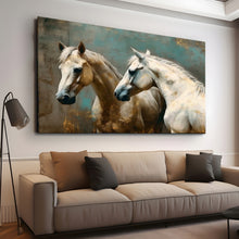 Load image into Gallery viewer, Canvas printed painting, not framed, rolled in tube, subject animal, horsses.
