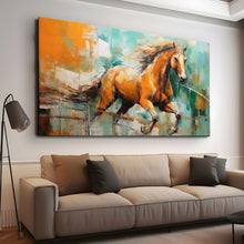 Load image into Gallery viewer, Canvas printed painting, not framed, rolled in tube, subject animal, horsses.
