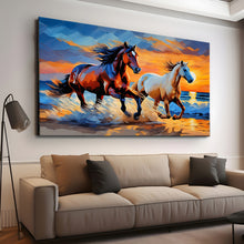 Load image into Gallery viewer, Canvas printed painting, not framed, rolled in tube, subject animal, horsses.
