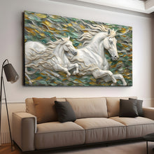 Load image into Gallery viewer, Canvas printed painting, not framed, rolled in tube, subject animal, horsses.
