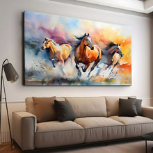 Load image into Gallery viewer, Canvas printed painting, not framed, rolled in tube, subject animal, horsses.
