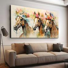 Load image into Gallery viewer, Stretched canvas wall art print – Canvas Wall Art Painting Horses HR175 – Small – 30x20 in (75x50 cm) – Iloski Art LLC
