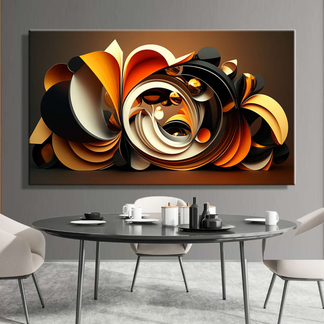 Canvas printed painting, not framed, rolled in tube, subject fluids