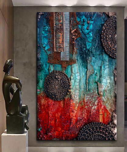 Canvas printed painting, not framed, rolled in tube, subject abstract