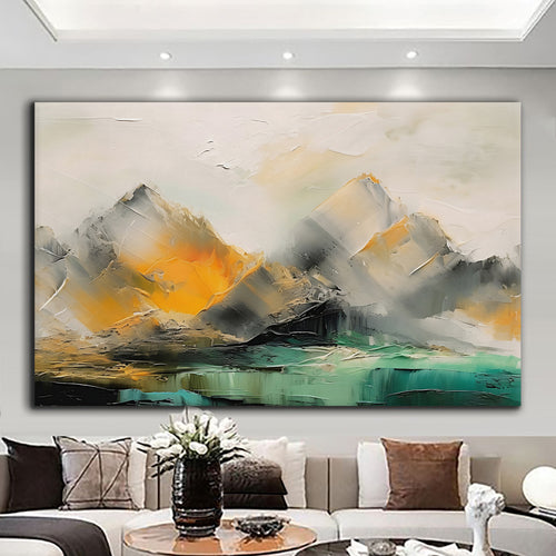 Canvas printed painting, not framed, rolled in tube, subject nature, preries, mountains.
