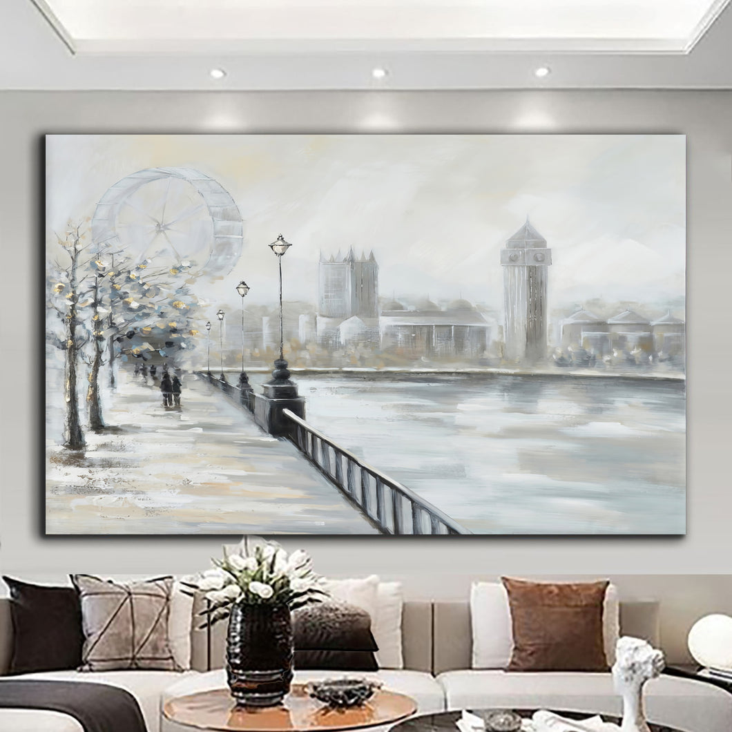 Canvas printed painting, not framed, rolled in tube, subject nature, preries, mountains.