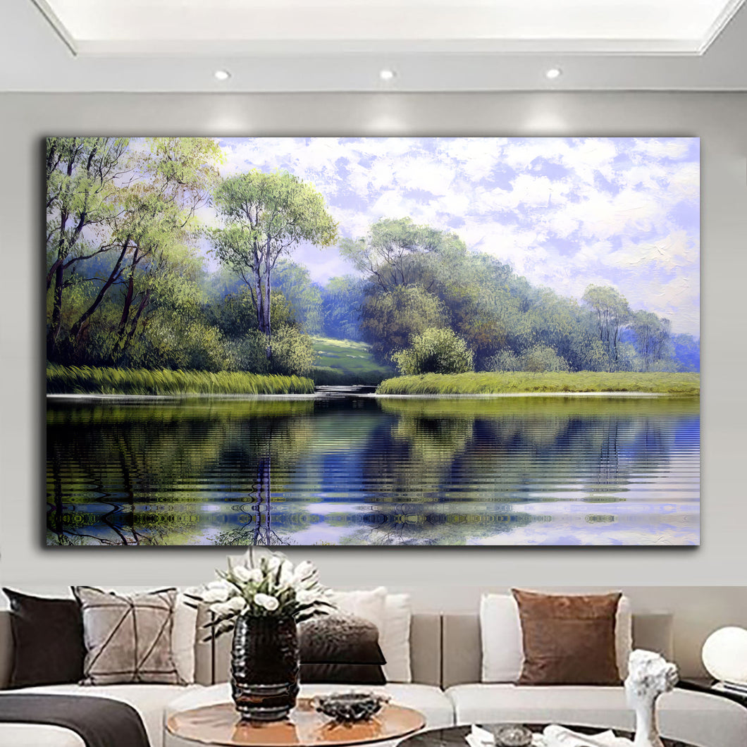 Canvas printed painting, not framed, rolled in tube, subject nature, preries, mountains.