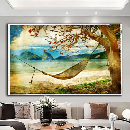 Canvas printed painting, not framed, rolled in tube, subject nature, preries, mountains.