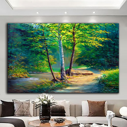Canvas printed painting, not framed, rolled in tube, subject nature, preries, mountains.