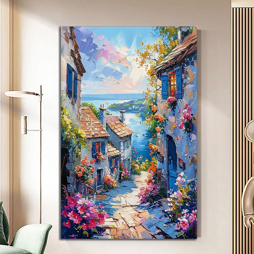 Canvas printed painting, not framed, rolled in tube, subject nature, preries, mountains.