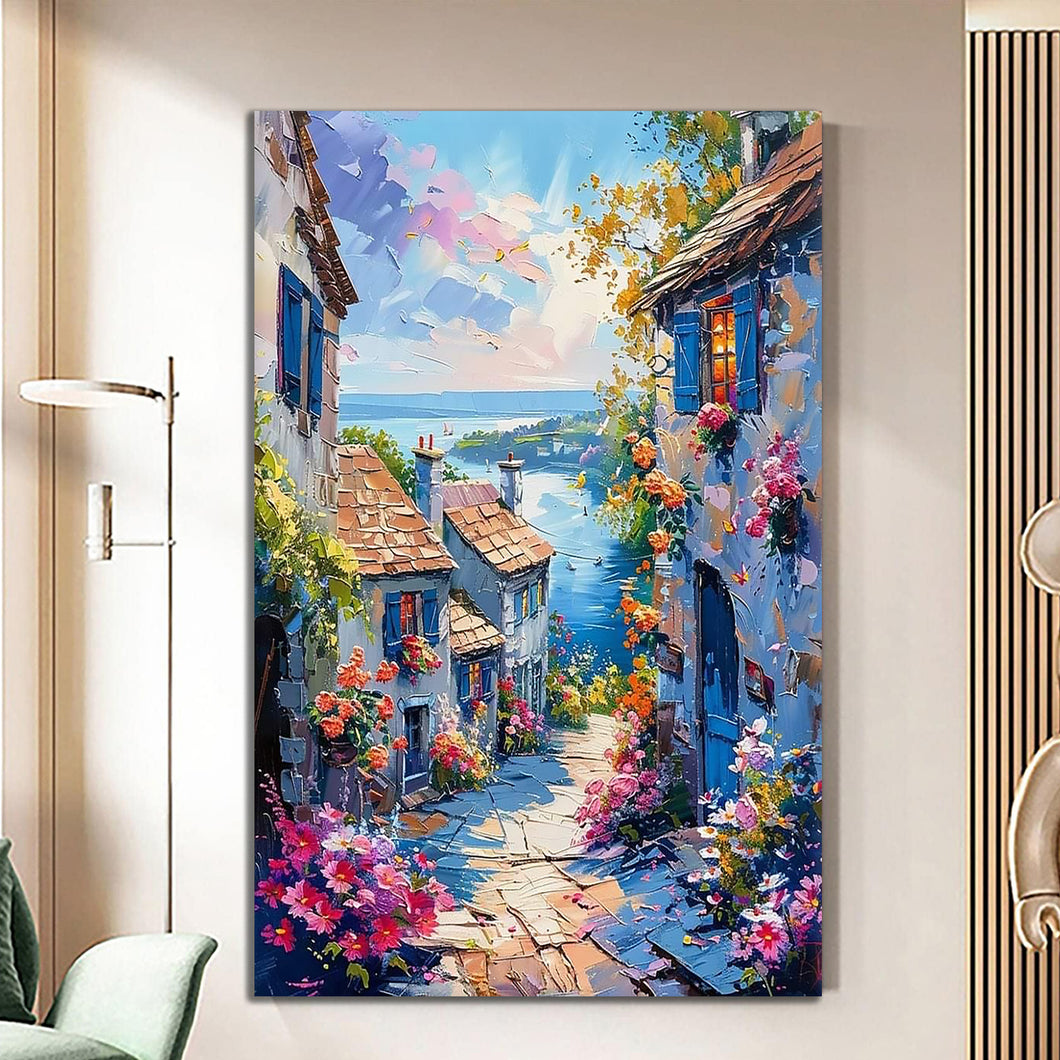 Canvas printed painting, not framed, rolled in tube, subject nature, preries, mountains.