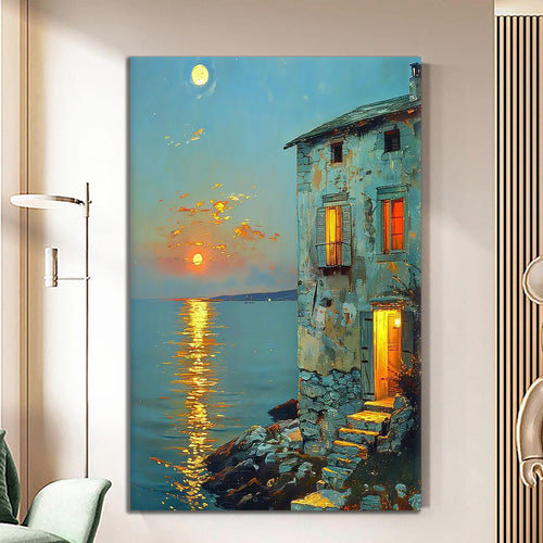 Canvas printed painting, not framed, rolled in tube, subject nature, preries, mountains.
