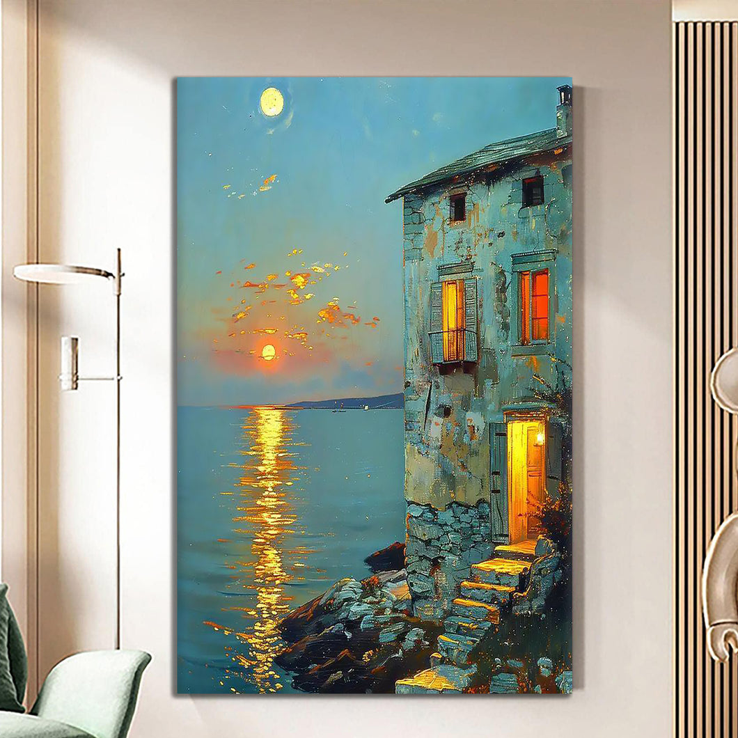 Canvas printed painting, not framed, rolled in tube, subject nature, preries, mountains.