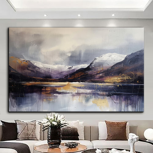 Canvas printed painting, not framed, rolled in tube, subject nature, preries, mountains.