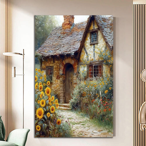 Canvas printed painting, not framed, rolled in tube, subject nature, preries, mountains.