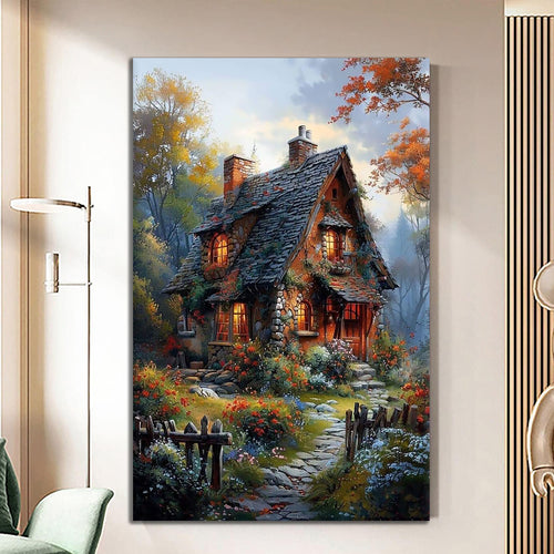 Canvas printed painting, not framed, rolled in tube, subject nature, preries, mountains.