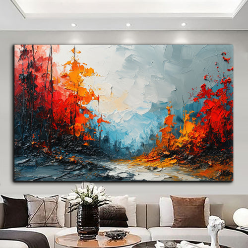 Canvas printed painting, not framed, rolled in tube, subject nature, preries, mountains.