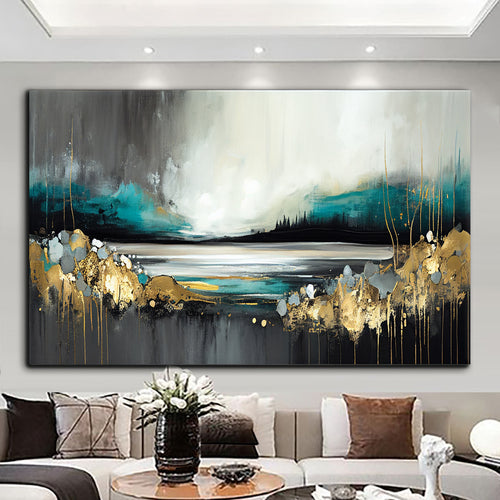 Canvas printed painting, not framed, rolled in tube, subject nature, preries, mountains.