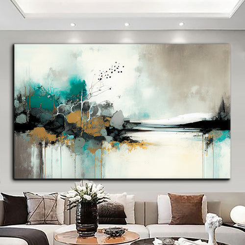 Canvas printed painting, not framed, rolled in tube, subject nature, preries, mountains.
