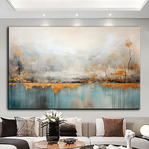 Canvas printed painting, not framed, rolled in tube, subject nature, preries, mountains.