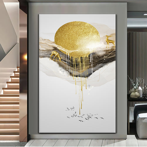 Canvas printed painting, not framed, rolled in tube, subject nature, preries, mountains.